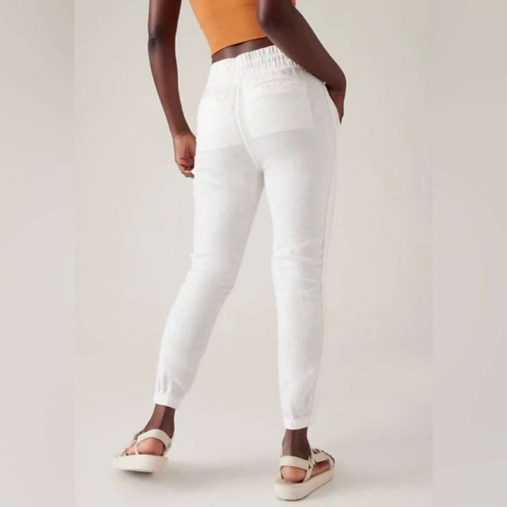 NWT Athleta White Cabo Linen Joggers size 12 - Picture 11 of 12